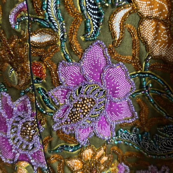 Vintage Y2K Hand Beaded Women’s Floral Vest Small Button Front Fairy Western - Picture 7 of 14